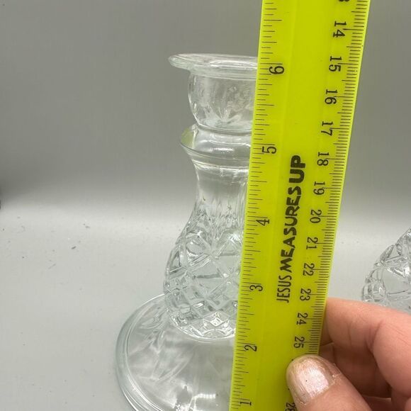 Crystal Pineapple clear glass candleholder set - Picture 4 of 8